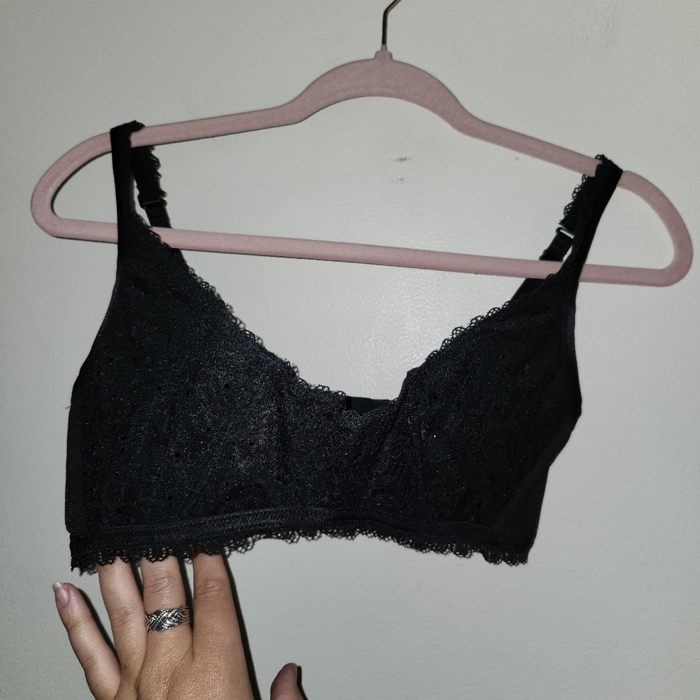Victoria Secret Very Sexy No Wire Bustier Black Rhinestone Pushup Bra - Picture 3 of 7